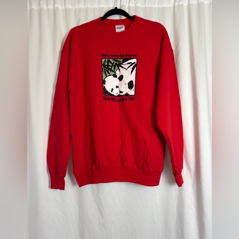 Vintage San Diego Zoo Sweatshirt Mens Large Hua Mei‎ Bai Yun Panda 90s Pullover